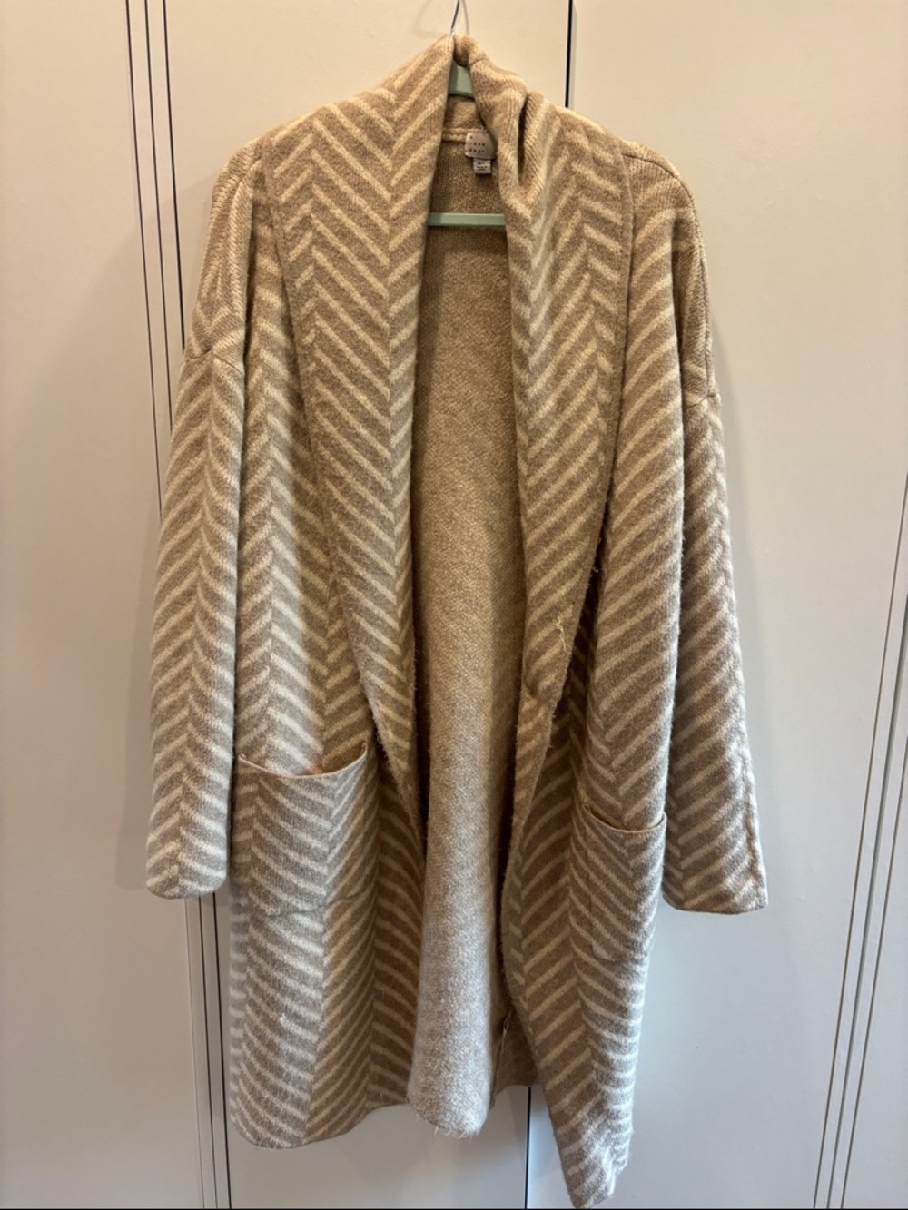 a new day Tan & Cream Chevron Open-Front Cardigan